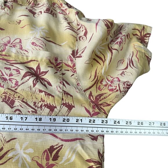 Tommy Bahama Hawaiian Silk Shirt Mens Medium Beige Woody Car Print Short Sleeve - Picture 7 of 10